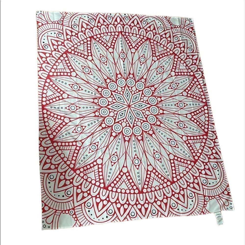 •TAPESTRY• 50”X 60” beautiful pinkish/red & black mandala